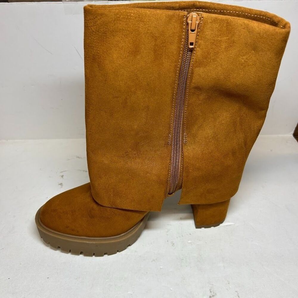 INC Womens 6 M Cognac Brown Acelina Cuff High Heel Dress Boots DISPLAY RD4 - Picture 3 of 5